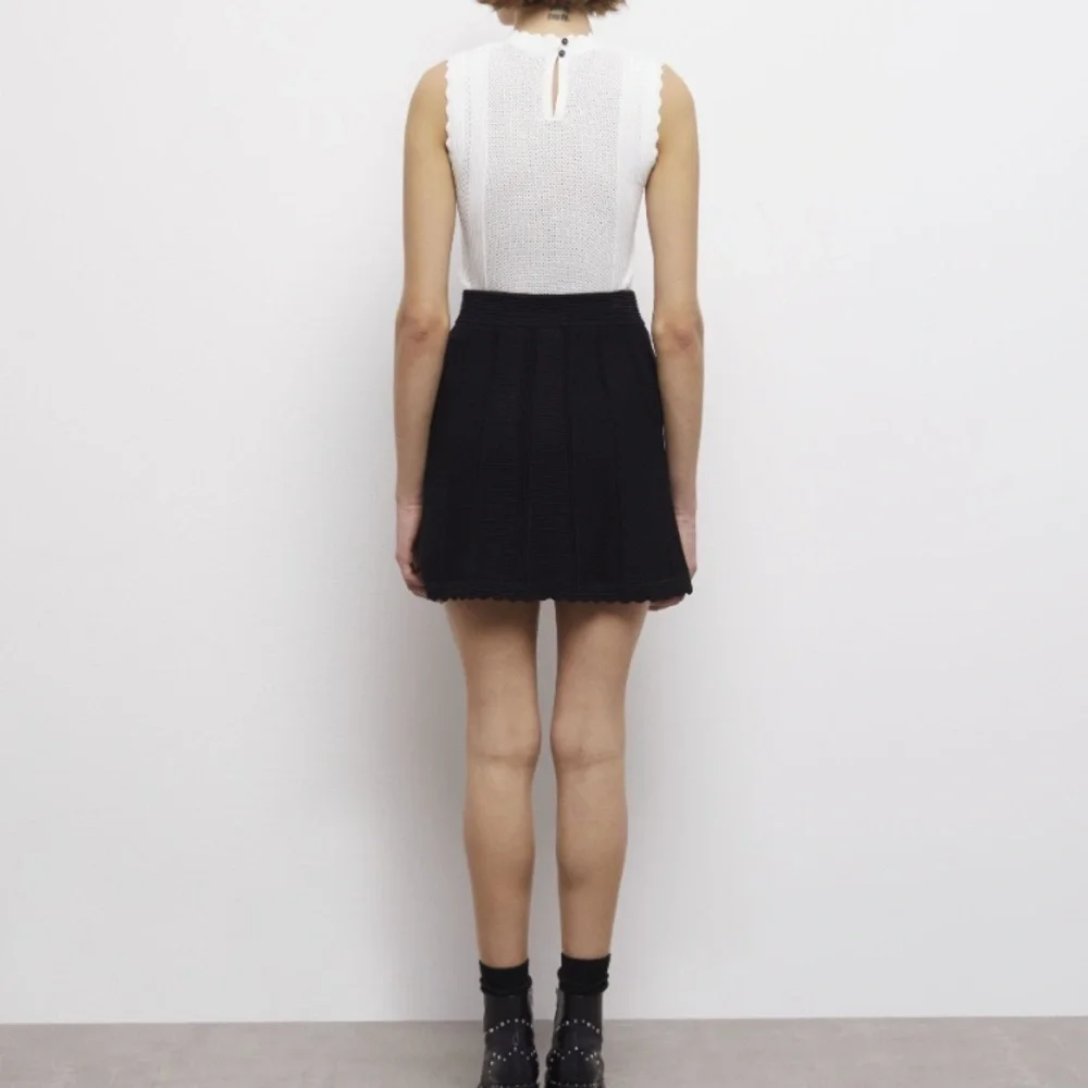 ✅ NWT The Kooples Set Openwork Knit Tank & Short Knit Skirt Scallop in Black - Picture 5 of 15